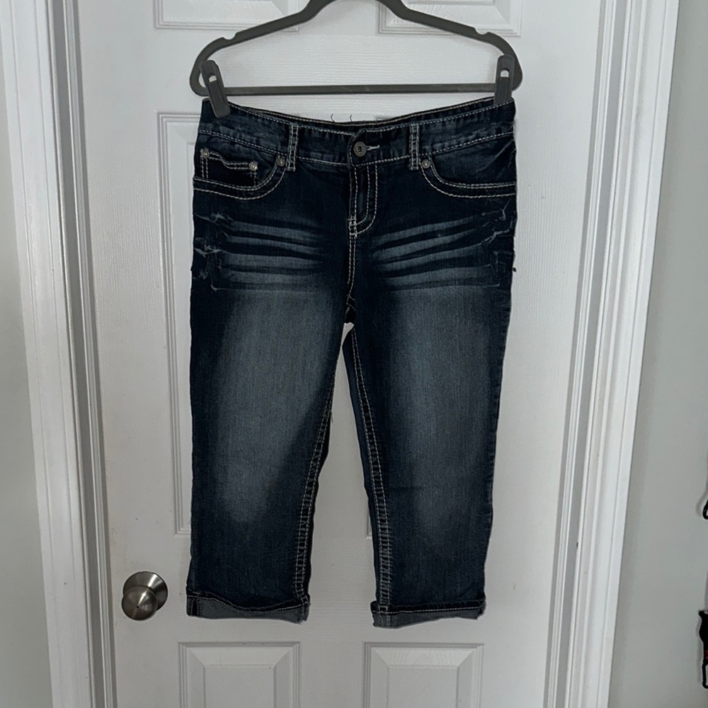 Maurices Blue Ankle Cropped Jeans with Faded Detail